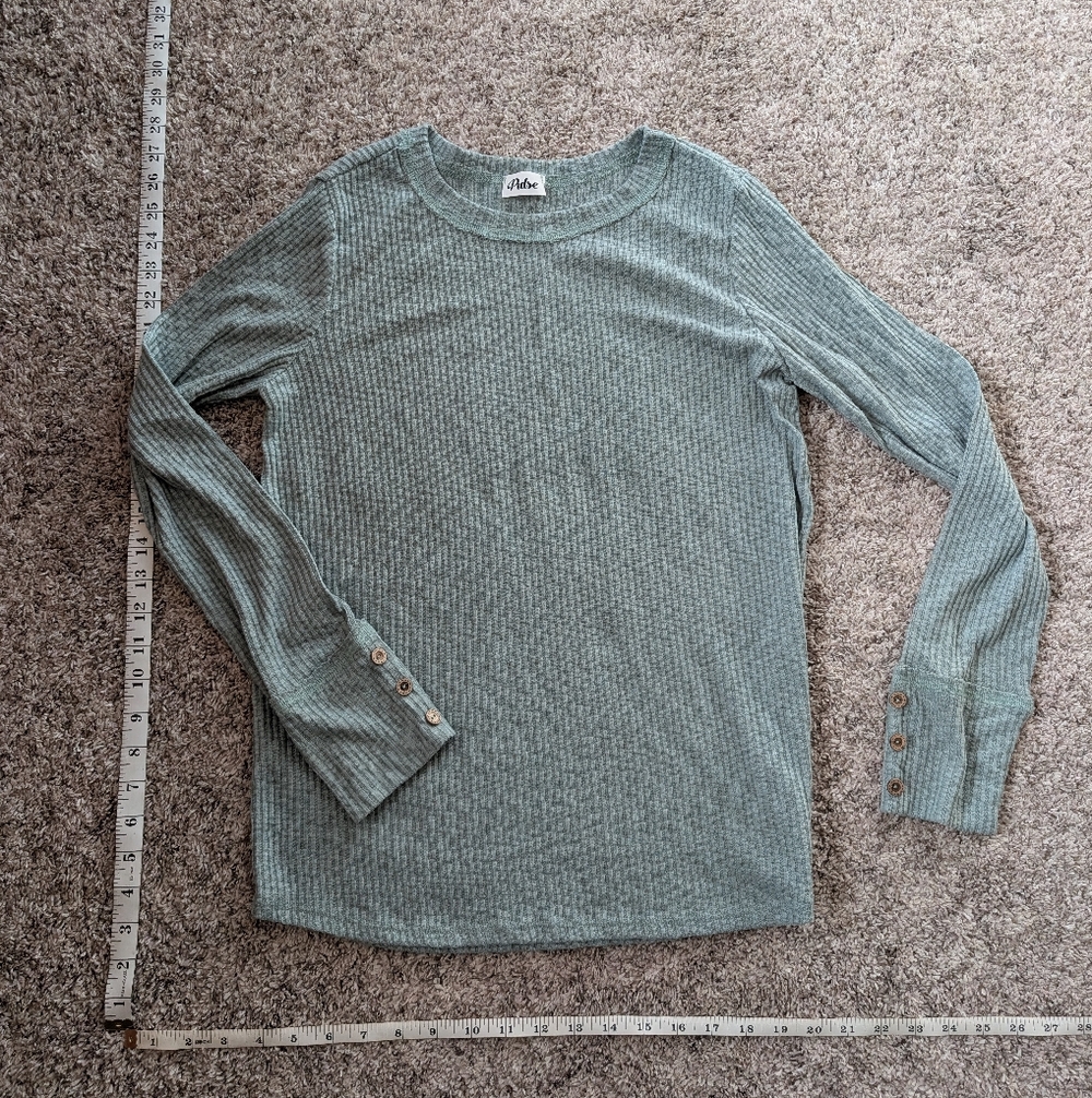 Pulse Green Ribbed Long Sleeve Tee